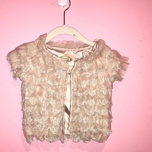 Joyfolie Mia Joy Champagne Lace Ruffle Shrug Sz 4